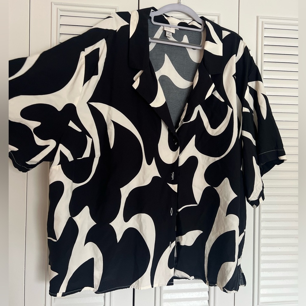 a new day Black and White Button Down Shirt
